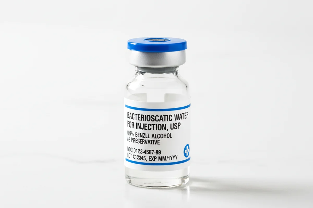 Bacteriostatic water vial for peptide reconstitution